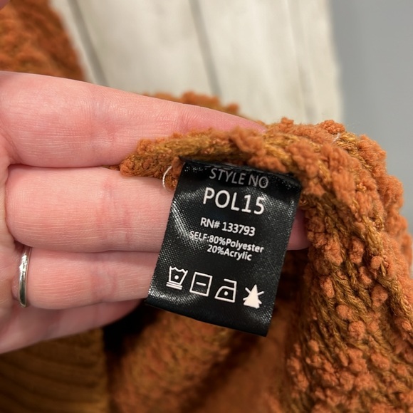 POL Popcorn Hoodie Pullover Sweater Pocket Adjustable Strings Large Rust Orange - Picture 4 of 7